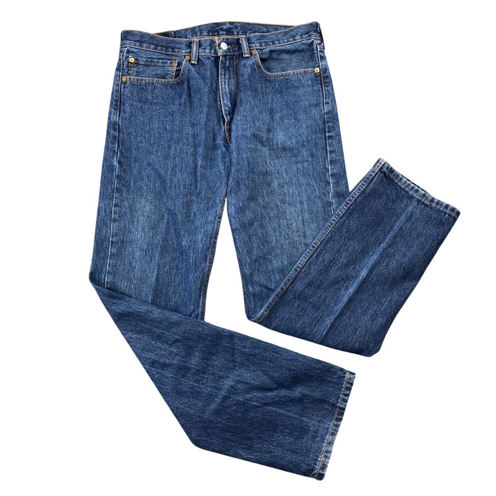 Levis 505 Jeans Mens 34x34 Blue Denim Regular Fit Straight Leg 100 Cotton
